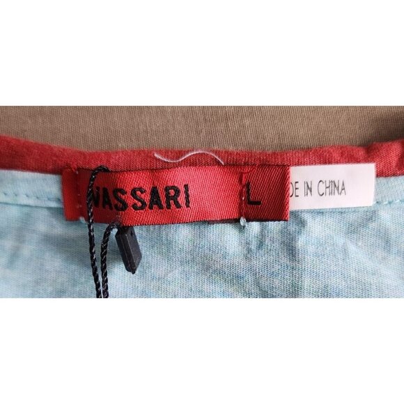 Vassari Los Angeles Aqua Short Sleeve Shirt, Size Large, Designer Cotton/Spandex - Picture 8 of 11